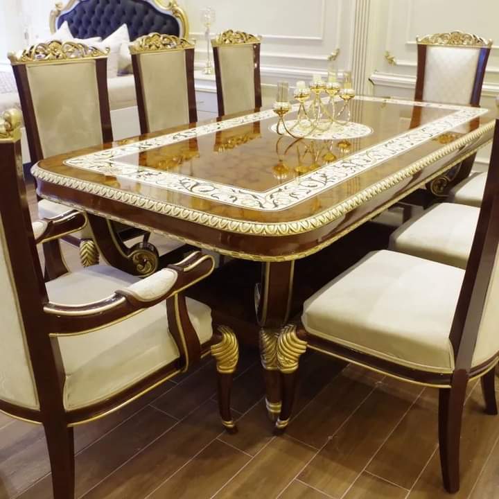 Double Back Solid Wood Dinning Chairs And Table